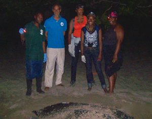 Margaret (in front) and (from left to right) Sheldon Murray, Kevin Muhammad, Trishara Hernandez, Latresa Mayers and Ria Steward– our friends in Trinidad from the Grande Rivière Nature Tour Guide Association and Stakeholders Against Destruction. Photo courtesy of Kevin Muhammad.