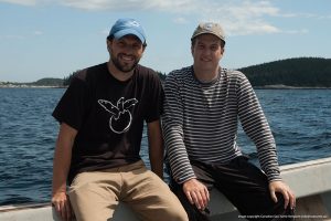 Bryan Wallace (left) and Mike James (right) on the turtle boat off Nova Scotia. 